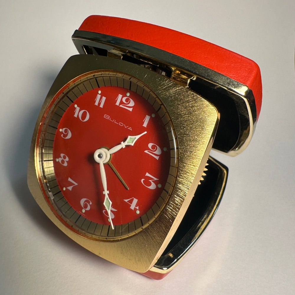 Small vintage Bulova Travel Alarm Clock